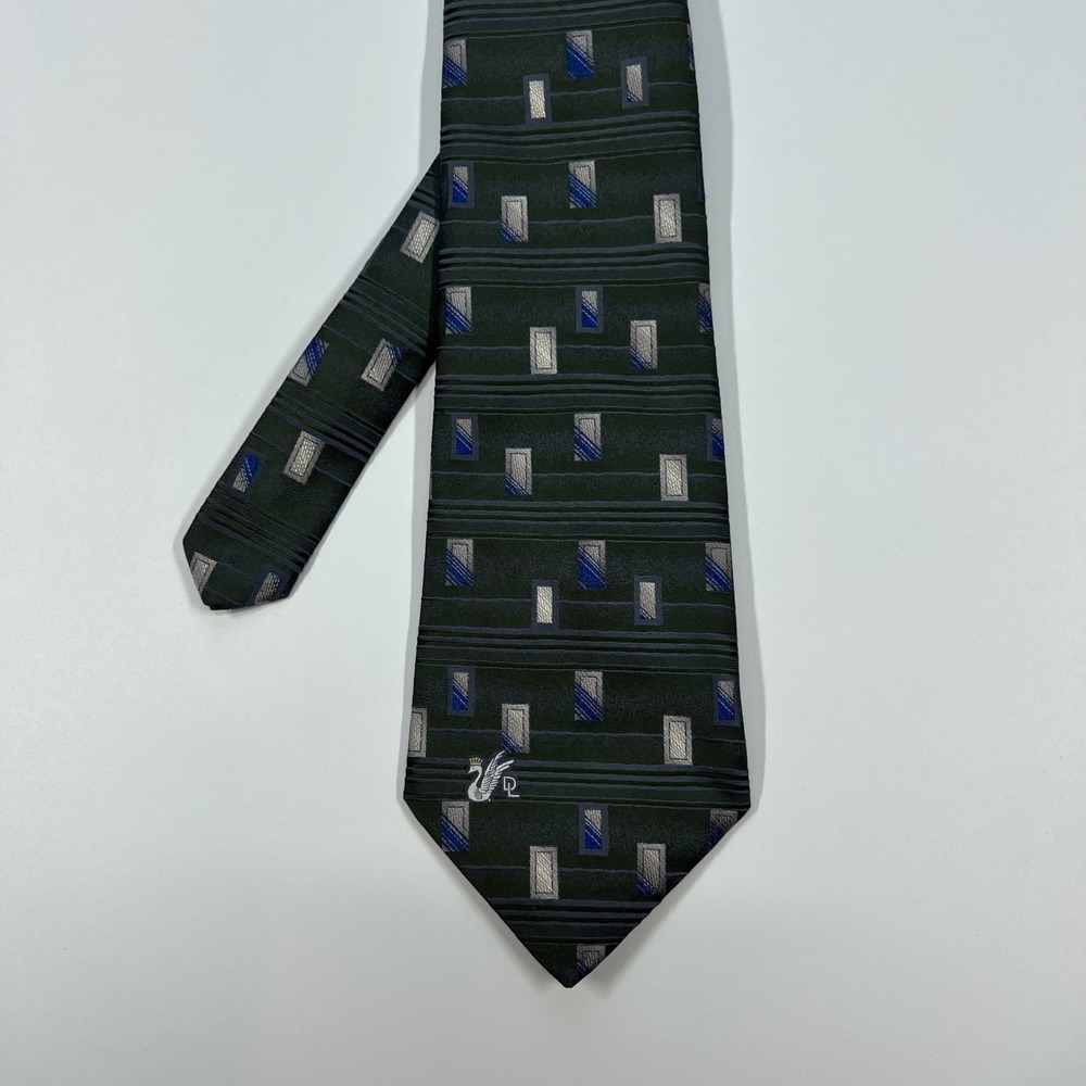 Don Loper Green Geometric Swan Logo Polyester Necktie Mens OS